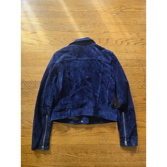 SL8 Women's Blue Suede Leather Moto Jacket Size Medium - Picture 5 of 8